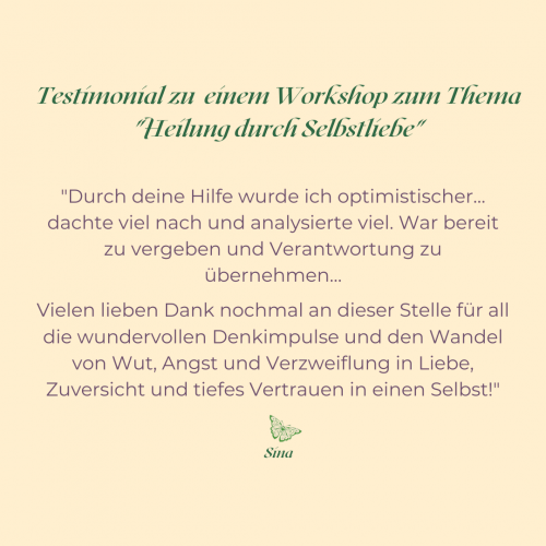 einer Teilnehmerin vom letzten Live-Onlineworshop Heilung durch Selbstliebe (Instagram Post)